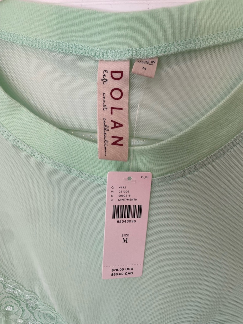 Anthropologie Dolan Short Sleeve Sheer Lace Blouse Mint Green NEW Size Medium - Picture 7 of 9